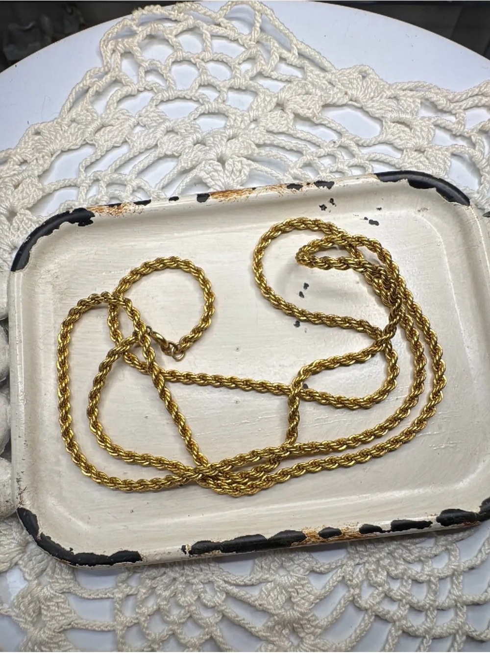 14 Karat Gold Filled Rope Chain 28” Long Necklace Vintage